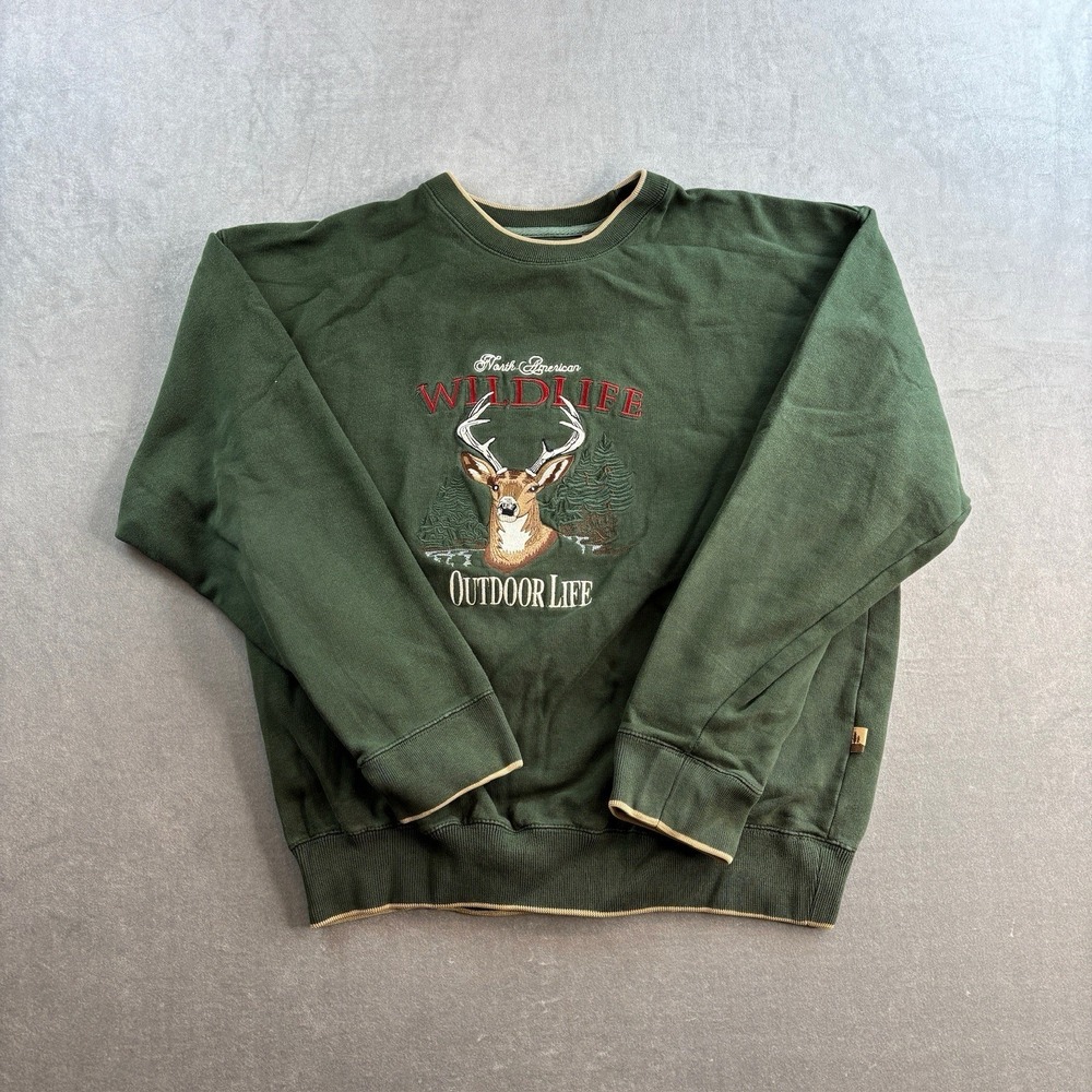 Vintage 1990s North American Outdoor Life‎ Big Buck Deer Crewneck Men's Large